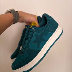 Bape Sta Low-Top Sneakers in Teal Suede for Men